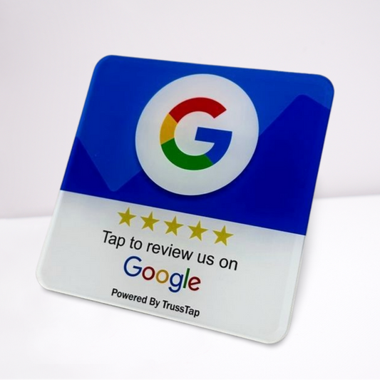 Image of Truss Tap's Two Tone NFC Plate, showcasing a stylish dual-color design with integrated NFC technology for effortless Google review collection.